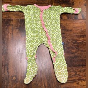 Kickee Pants Green and Pink Patterned Footie